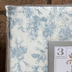 3-pc Rachel Ashwell Queen Size Cotton French Country Blue Floral Duvet Cover Set